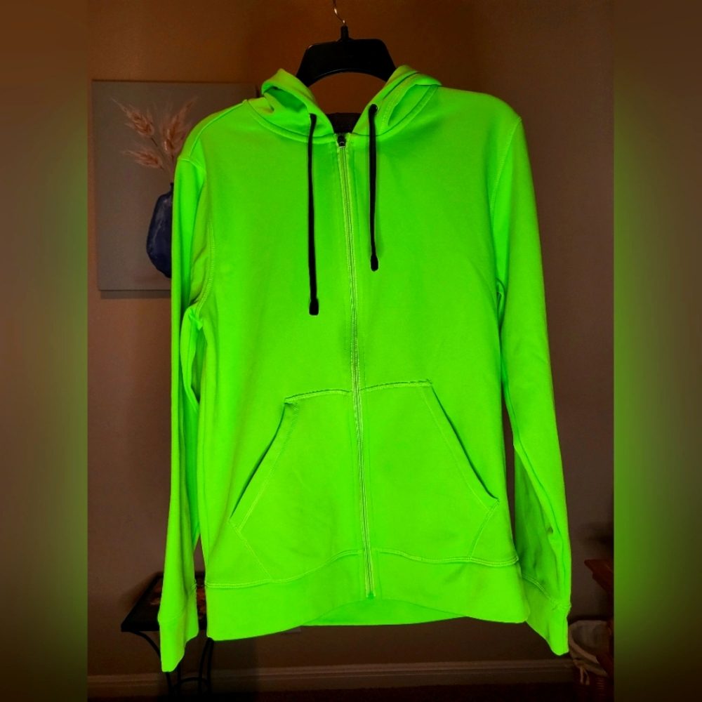 Men's Champion Duo Dry Neon Green Hoodie Size S